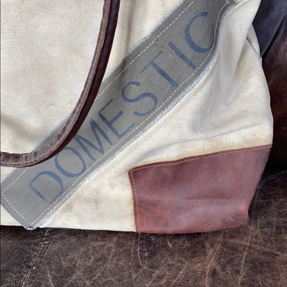 Mona B Canvas Tote with Leather Trim - Picture 2 of 7